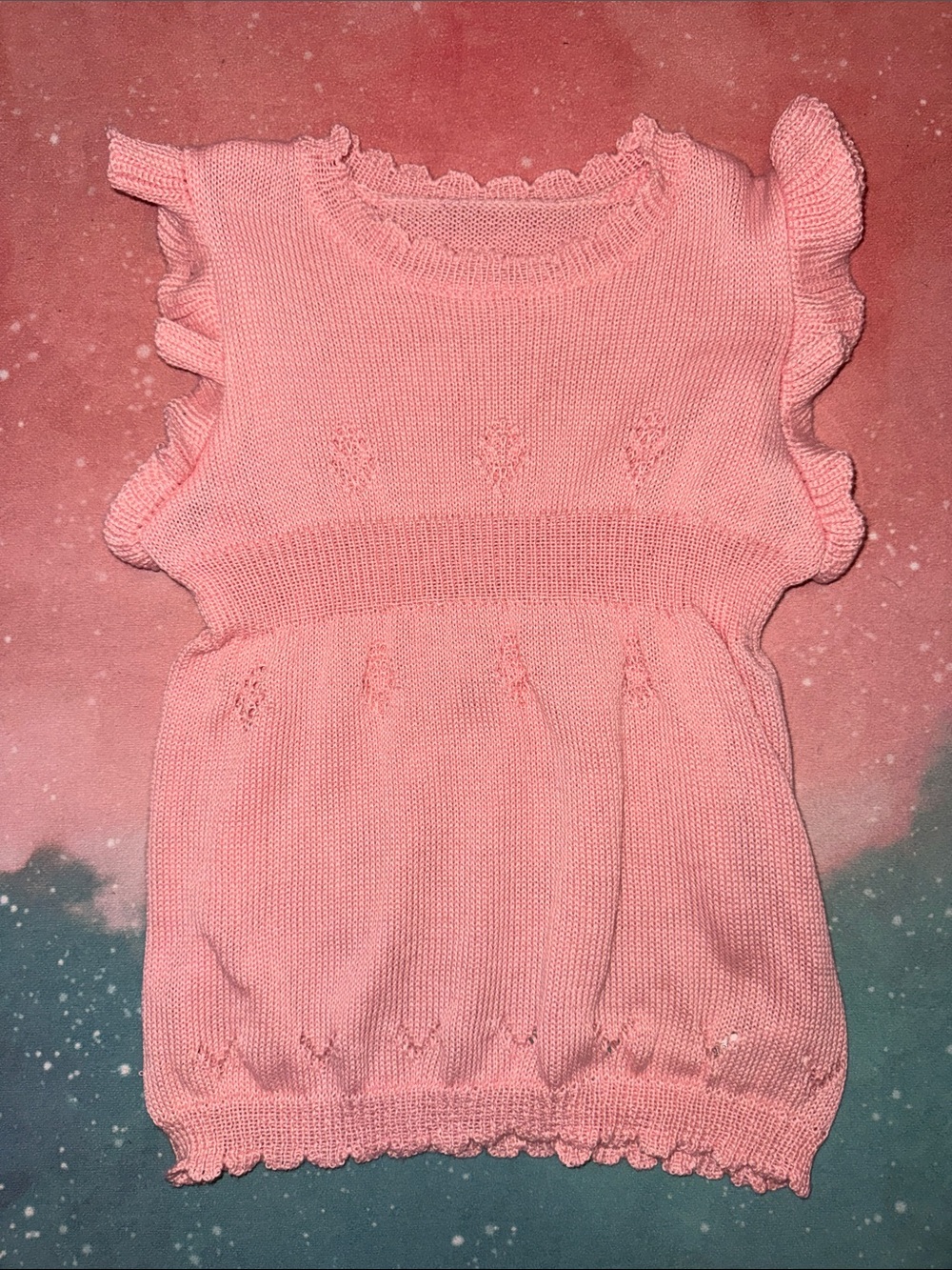 SHEIN girls Coral Pink Ruffle Knit dress size 110 new